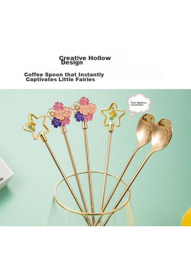YIJUKE Yijuke [cherry Blossom] 304 Stainless Steel Coffee Spoon, Long-handled Mixing Spoon, Ice Spoon, Dessert Spoon, Small Spoon, Soup Spoon, Mixing Spoon  - Image 4