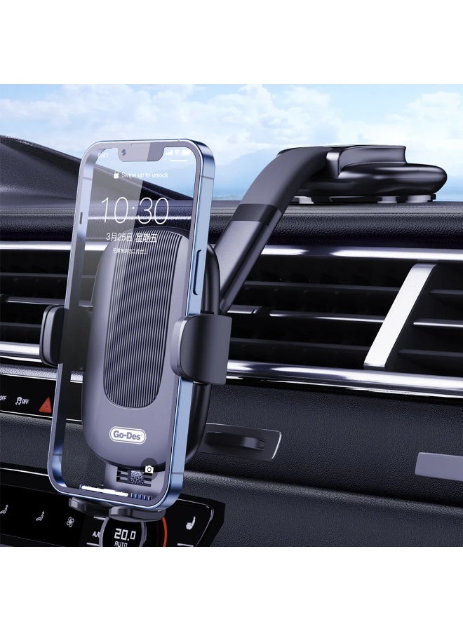 جو-ديز حامل هاتف على لوحة القيادة للسيارة من Go-Des GD-HD787، قاعدة شفط قوية، ذراع قابل للتعديل، مشبك تثبيت آمن، مناسب عالميًا للهواتف الذكية، للاستخدام في المنزل/المكتب/السيارة - Image 2