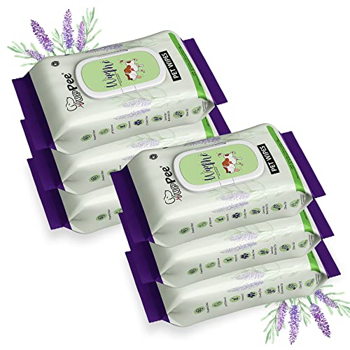 PUPPEE Wipe ME 100% Biodegradable 288 Count (Pack of 6) Wet Wipes for Dogs, Cats & All Pets | Lavender Essential, Vitamin E & Olive Oil | Anti-Bacterial | Cleansing, Deodorising & Grooming Wipes - Image 1