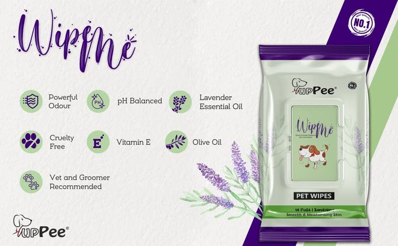 PUPPEE Wipe ME 100% Biodegradable 288 Count (Pack of 6) Wet Wipes for Dogs, Cats & All Pets | Lavender Essential, Vitamin E & Olive Oil | Anti-Bacterial | Cleansing, Deodorising & Grooming Wipes - Image 5