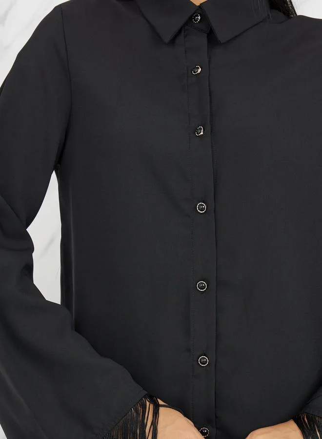 ستايلي Fringe Trim Detail Relaxed Fit Shirt