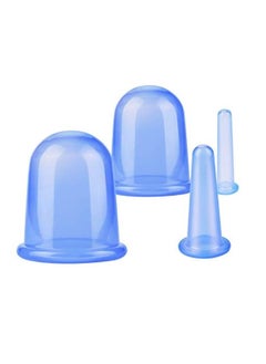 4 PCS Chinese Silicone Anti Cellulite Vacuum Cup, Cupping Therapy Sets, Home Use Facial and Body Massage Cups, Face Cupping Set, Muscle Pain Relief Cellulite Treatment (blue)