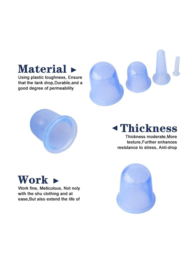 Generic - 4 PCS Chinese Silicone Anti Cellulite Vacuum Cup, Cupping Therapy Sets, Home Use Facial and Body Massage Cups, Face Cupping Set, Muscle Pain Relief Cellulite Treatment (blue) - Image 1