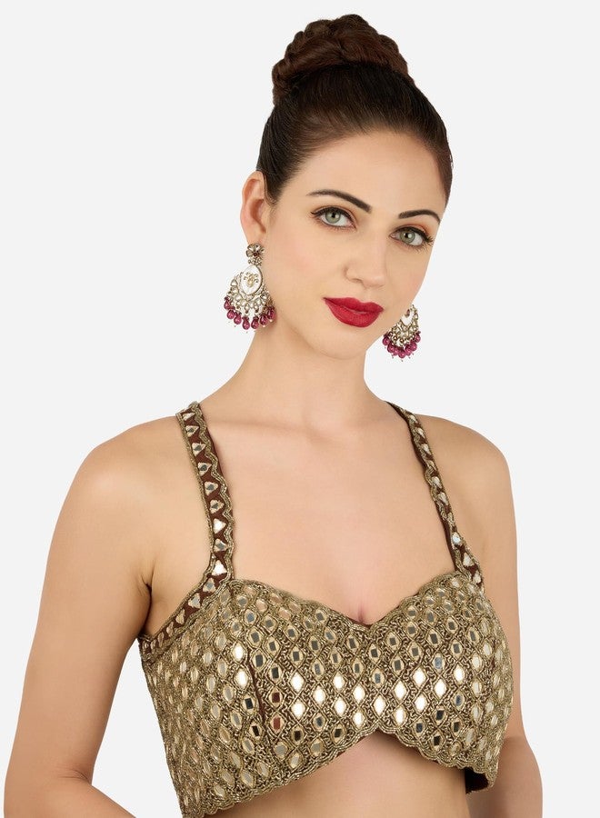 Zaveri Pearls Purple Dazzling Stones Beads Embellished Antique Plating Dangle Earring For Women-ZPFK21959 - Image 2