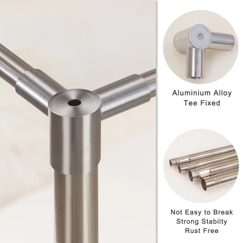 Mosqutent Stainless Steel Canopy Bed Frame for Queen Size - Bed Post Poles, Thicken Brackets, Mosquito Curtains - Image 4