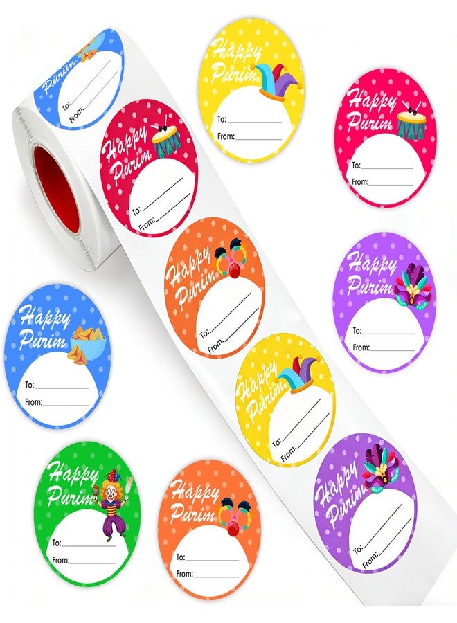 FENGHERUIA 500 Pcs Happy Purim Label Stickers 2 Inch to and from Jewish Stickers Purim Holiday Envelopes Tags Labels for Mishloach Manot Bags and Shalach Mones Boxes - Image 1