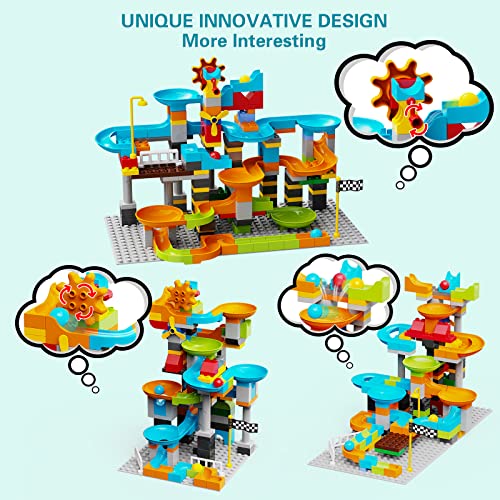 JIXIn 3in1 Marble Runs for Kids 4-8/Building Blocks Compatible with LEGO DUPLOS for Age 2-5/Marble Run for Kids Ages 3-5 STEM Toy Set with 164 Pcs Classic Big Block/Gift Toys for Kids Age 3 4 5 6 7 8+ - Image 4