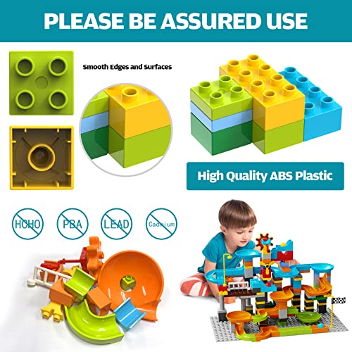 JIXIn 3in1 Marble Runs for Kids 4-8/Building Blocks Compatible with LEGO DUPLOS for Age 2-5/Marble Run for Kids Ages 3-5 STEM Toy Set with 164 Pcs Classic Big Block/Gift Toys for Kids Age 3 4 5 6 7 8+ - Image 5
