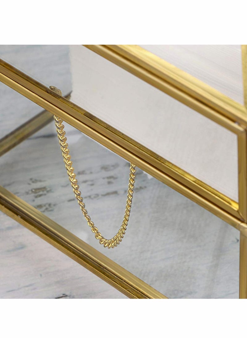 Excefore علبة مناديل ورقية زجاجية شفافة مستطيلة، علبة تخزين مناديل زجاجية زخرفية - Image 5