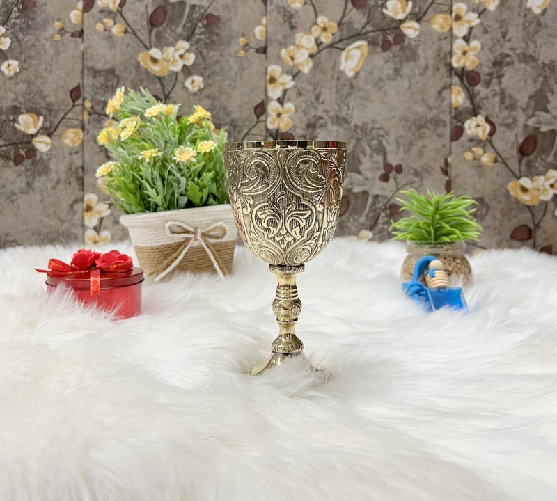 Morcomart Handmade Brass Wine Goblet â€“ 6 Inch, 8 oz Vintage Chalice for Weddings, Parties & Medieval Decor â€“ Polished Gold Finish Drinking Cup for Adults - Image 5