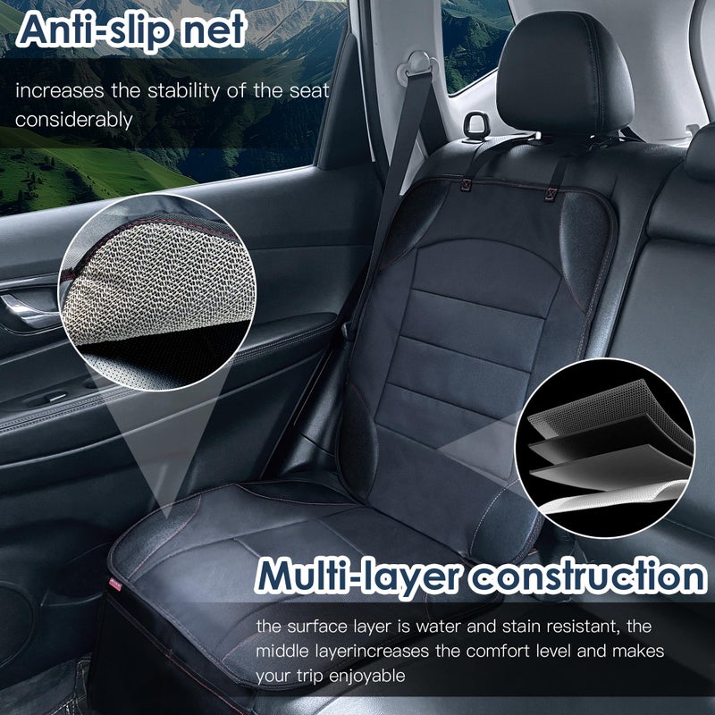 Sinvitron Car Seat Protector for Child Car Seat - Waterproof Non-Slip Leather Mat with 2 Mesh Pockets, Universal Seat Cover for Baby, Pets & Vehicles(2-Pack,Black) - Image 2