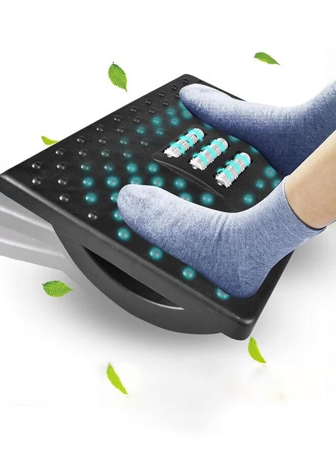 إسكدنيا مسند قدم مريح تحت المكتب ، 180 درجة كرسي قدم هزاز مع سطح تدليك ، مدلك قدم للمنزل ، مكتب ، تخفيف ضغط الساق (أسود) - Image 1