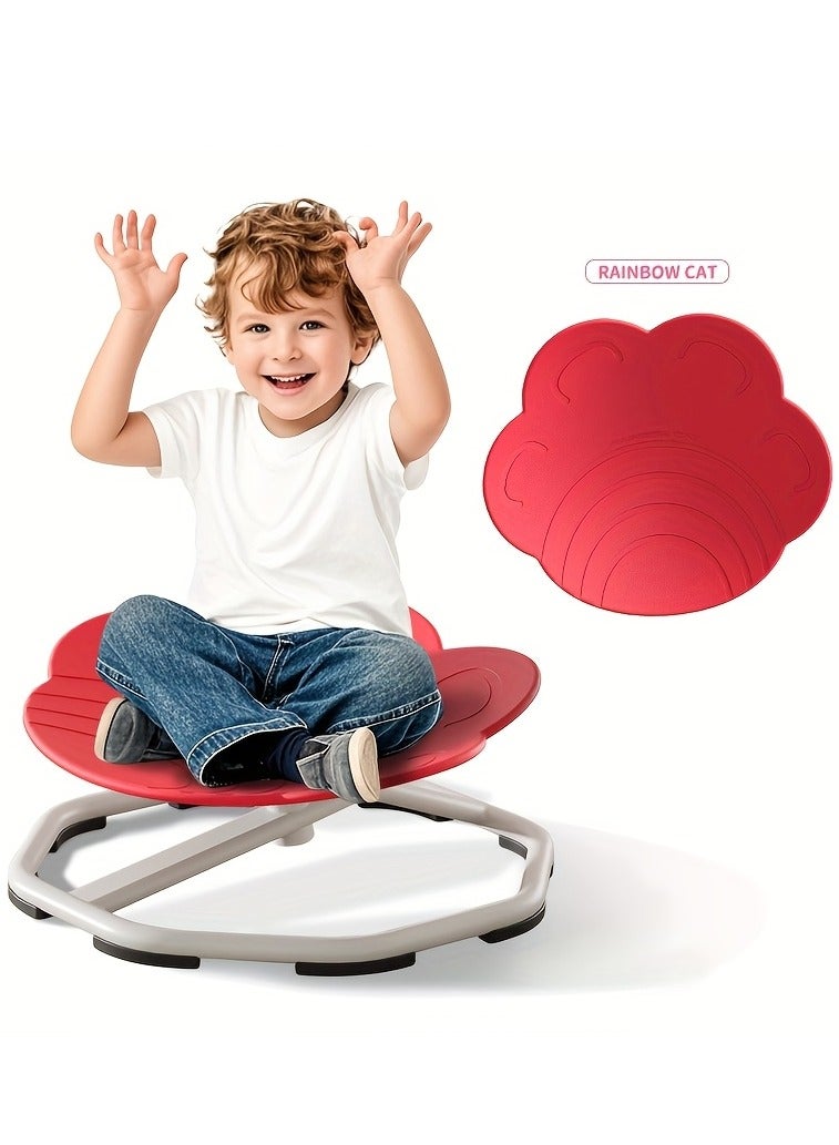 XiuWoo Sensory Swivel Chair for Youngsters, 360 Degree Rotation And Ergonomic Design, for ADHD, Autism Youngsters, Youngsters with Sensory Processing Disorder, Home Use Sensory Rotation Chair for Youngsters,Cat Paw Red - Image 1