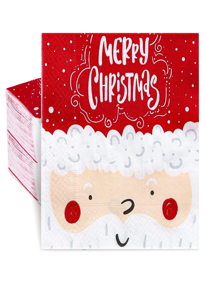Whaline 100 Pack Merry Christmas Paper Napkins Cute Santa Claus Pattern Disposable Napkins Red White lunch Dinner Decorative Napkins for Christmas Holiday Party Supplies, 6.5 x 6.5 Inch - Image 1
