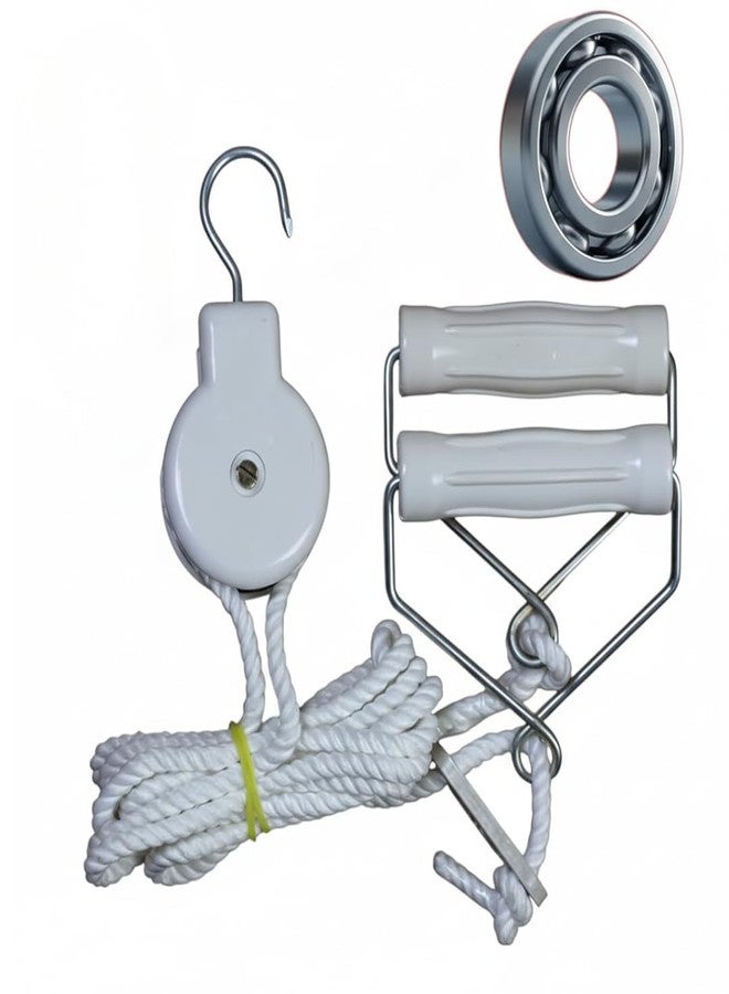 AARAM Pulley with Rope and Door Strap, Easy to Use Exercise Equipment for Frozen Shoulder and Hand/Arm Exercise Material Nylon Plastic, Smooth Action Pulley (Grey & Black) - Image 4