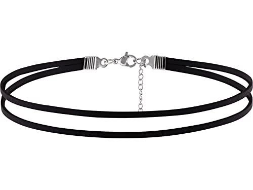 Sacina Goth Hippie Black Faux Leather Choker, Dainty Choker Necklace for Women, Gothic Boho Necklace, Halloween Christmas Jewelry Gift For Women - Image 1