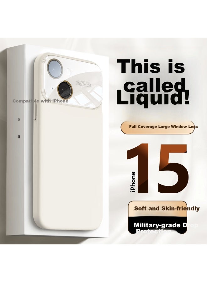 Guleisi [instant Change 17] Compatible With Iphone 15 Case, Full-coverage Lens Skin-feel Liquid Silicone Ultra-thin Shockproof Minimalist Uni Case, Antique White