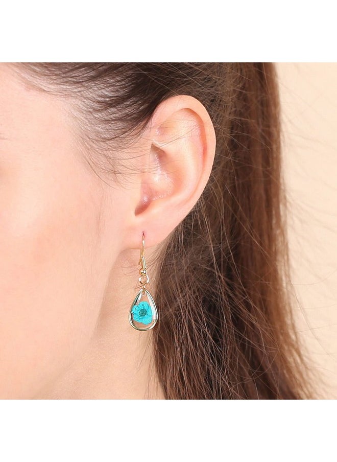 BONALUNA Pressed Flower Yellow Gold Plated Tear Drop Earrings  - Image 3