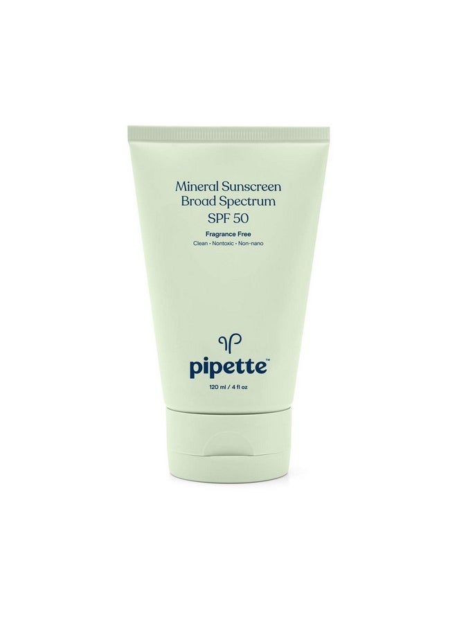 pipette Pipette Mineral Sunscreen - SPF 50 Broad Spectrum Baby Sunblock with Non-Nano Zinc, UVB/UVA Non-Toxic Sun Protection for Kids & Sensitive Skin, 4 fl oz  - Image 1
