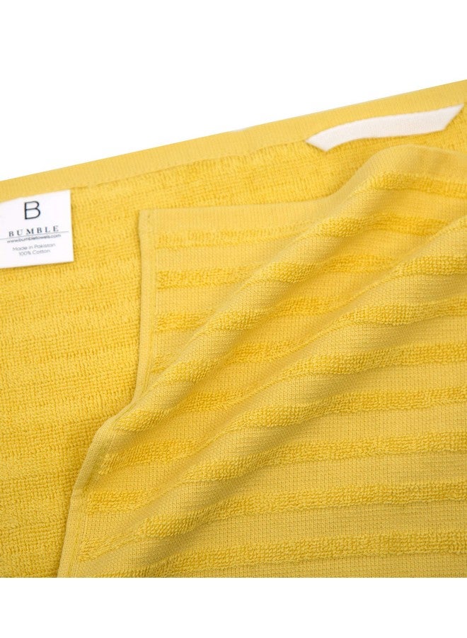 Bumble Towels Premium Kitchen Towels (20”x 28”, 6 Pack) - Large Cotton Kitchen Hand Towels - Striped Flat & Terry Towel - Highly Absorbent Tea Towels Set with Hanging Loop - Yellow - Image 4