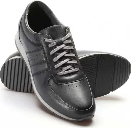 Fast Step Men's Genuine Leather Sneakers Casual Comfortable Sports Walking Casual Lace-Up Shoes Gray 951ma555