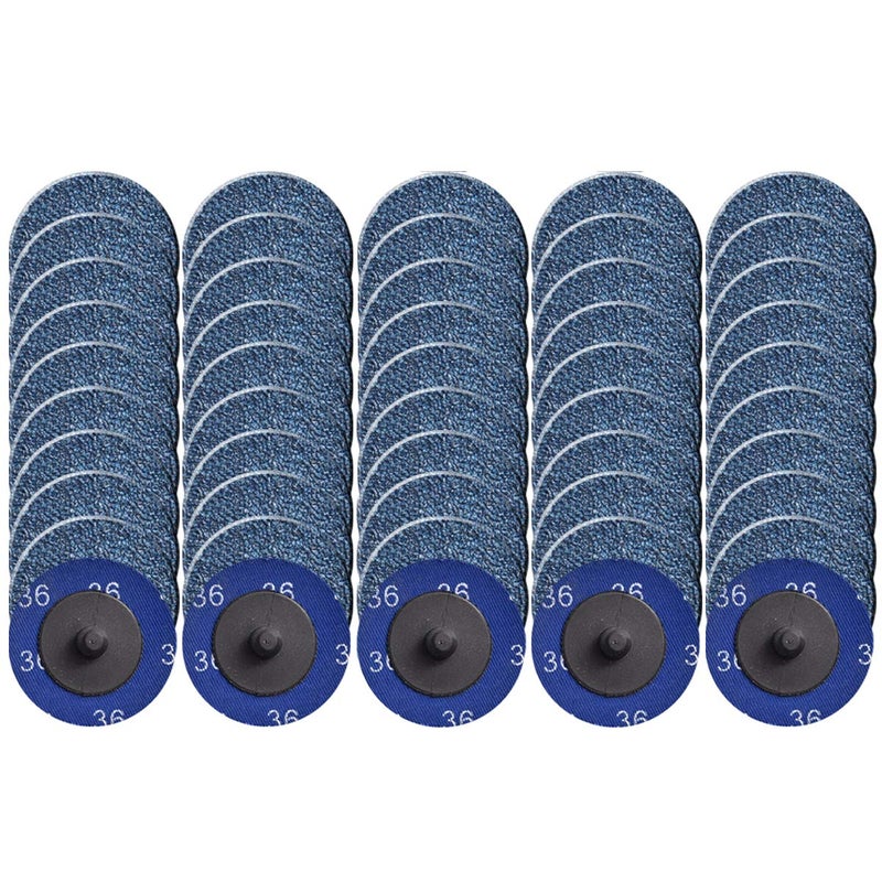 Tshya Quick Change Grinding Disc, 50 Pcs 2 inch Sanding Discs, Zirconia Coated Roll Lock Disc for Surface Prep (36 Grit) - Image 1