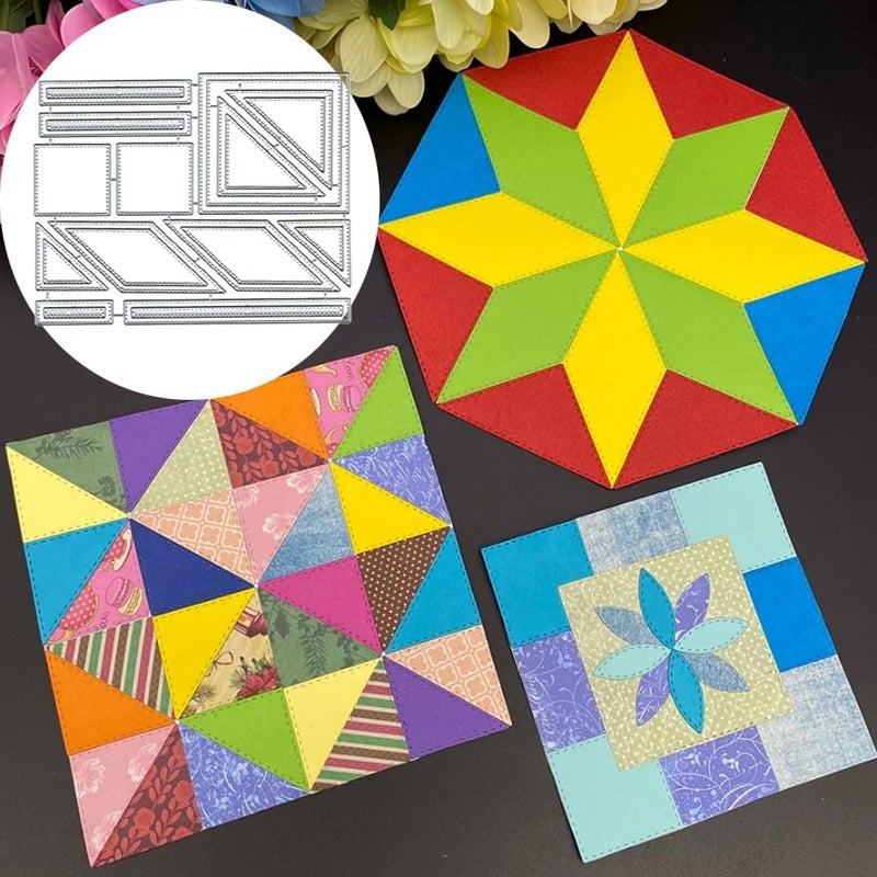 Geometry Puzzle Metal Cutting Die Cuts DIY Crafts Geometry Puzzle Frame Scrapbook Paper Cards Cutting Dies Cut Stencils for DIY Embossing Card Making Book Tags Decorative Paper Dies Scrapbooking