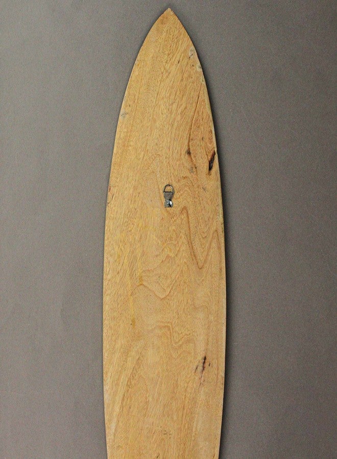 Zeckos Retro-inspired Natural Brown Striped Wooden Surfboard Wall Hanging Decor - Coastal Beach Decorative Art Sculpture - Easy Installation - 32 Inches Long - Image 3