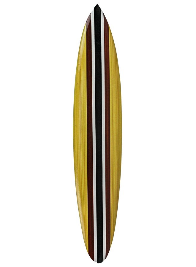 Zeckos Retro-inspired Natural Brown Striped Wooden Surfboard Wall Hanging Decor - Coastal Beach Decorative Art Sculpture - Easy Installation - 32 Inches Long - Image 1
