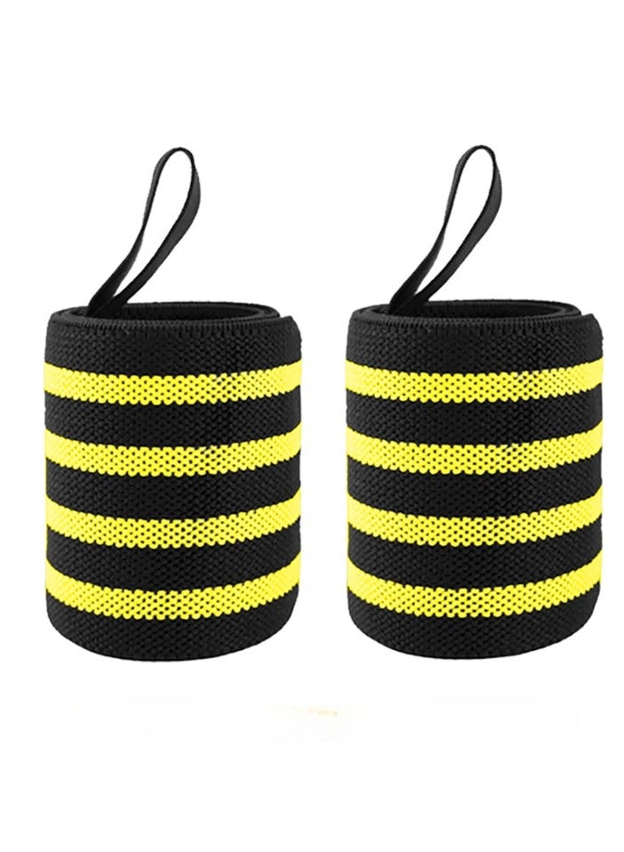 AROAQ Weight Lifting Wrist Wraps, Comfortable Wrist Support Brace, Elastic And Durable Gym Training Fist Straps, Adjustable Breathable Wrist Band For Workouts Gym, (Black And Yellow Design A) - Image 1