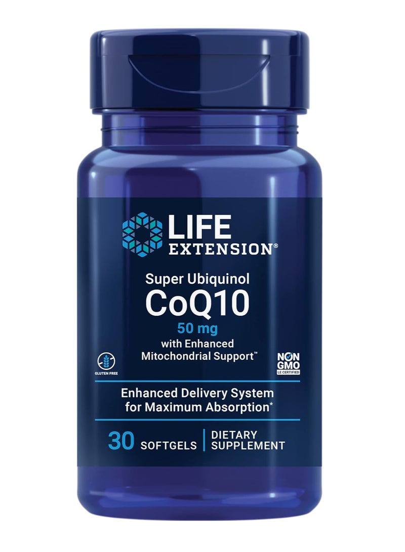 Life Extension Super Ubiquinol CoQ10 with Enhanced Mitochondrial Support, 50 mg, 30 Softgels - Image 1