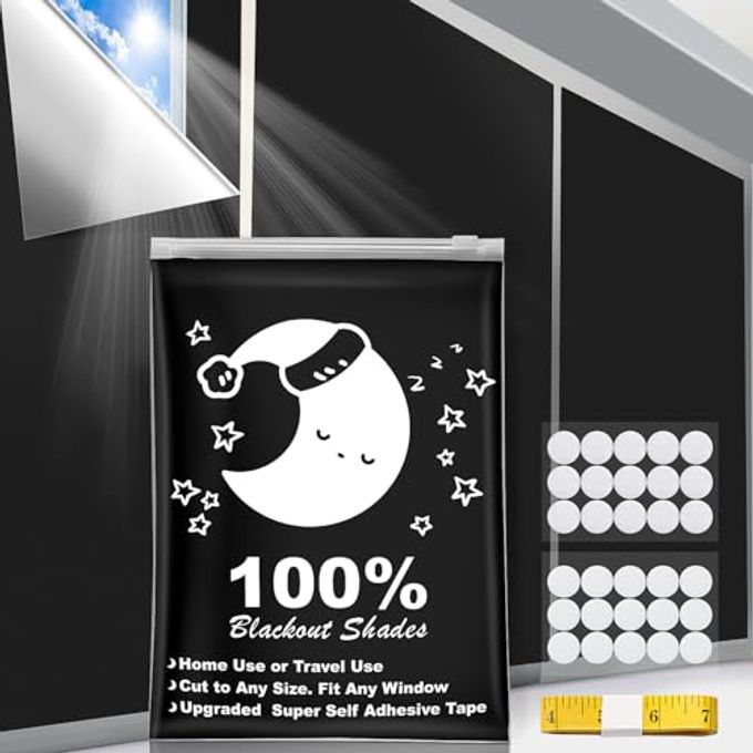 SUSNID Portable Blackout Curtains, (40" x 57") Blackout Shades, 100% Portable Blackout Blinds for Any Window with 15 Pair Hook & Loop Tabs Stick-on, Temporary Blackout Shades for Baby/Travelers/Bedroom - Image 4
