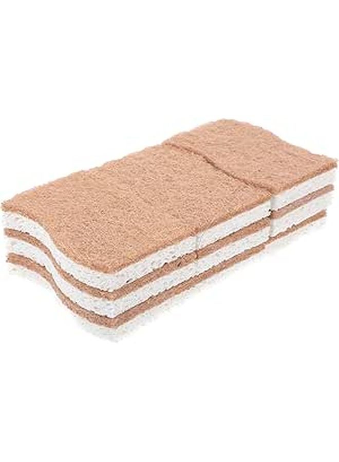 Biodegradable Cellulose Dishwashing Sponges 9pcs White Wood Pulp Scrubbers Set - Image 1