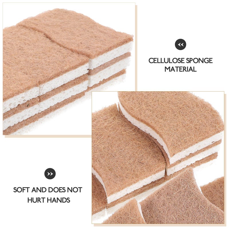 Biodegradable Cellulose Dishwashing Sponges 9pcs White Wood Pulp Scrubbers Set - Image 4