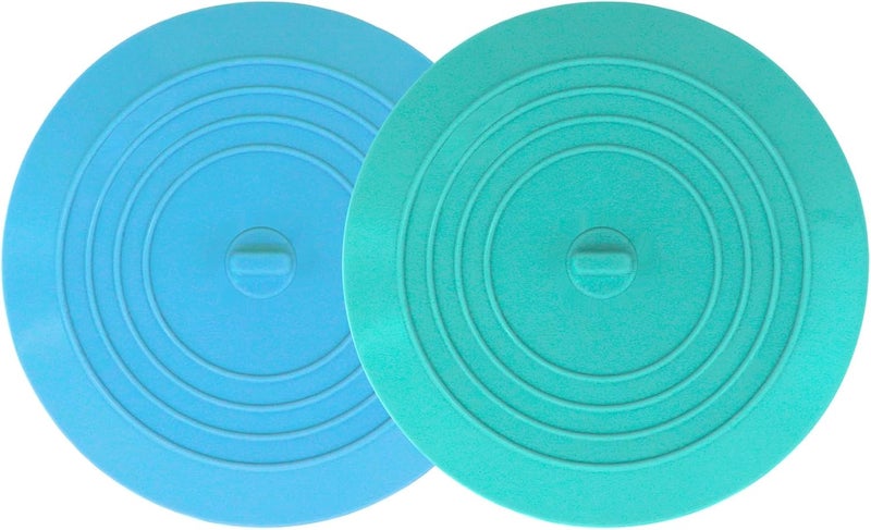 V-TOP Bathtub Drain Stopper 2 Pack, 5 inches Silicone Tub Stopper Drain Cover, Bath Tub Plug Hair Stopper,Universal Flat Suction Hair Water Shower Stopper Bath Accessories (Blue&Green) - Image 1