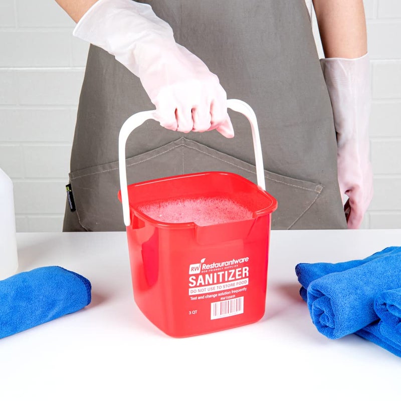 Restaurantware RW Clean 3 Quart Cleaning Bucket 1 Detergent Square Bucket - With Measurements Built-In Spout And Handle Red Plastic Utility Bucket For Home Or Commercial Use - Image 5