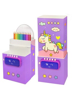 FunBlast FunBlast Pencil Box for Girls - Password Lock Pencil Case, Multi-Layer Pencil Box for School Girls, Geometry Box, Stationary Organizer Case for Kids, Return Gift for Kids (Random)  - Image 1
