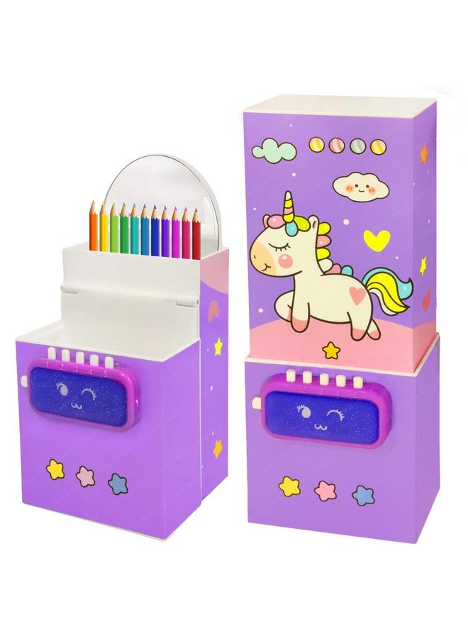 فنبلاست علبة أقلام FunBlast للبنات - علبة أقلام بقفل كلمة مرور، علبة أقلام متعددة الطبقات للفتيات في المدرسة، علبة هندسية، حافظة منظم القرطاسية للأطفال، هدية إرجاع للأطفال (عشوائية) - Image 1