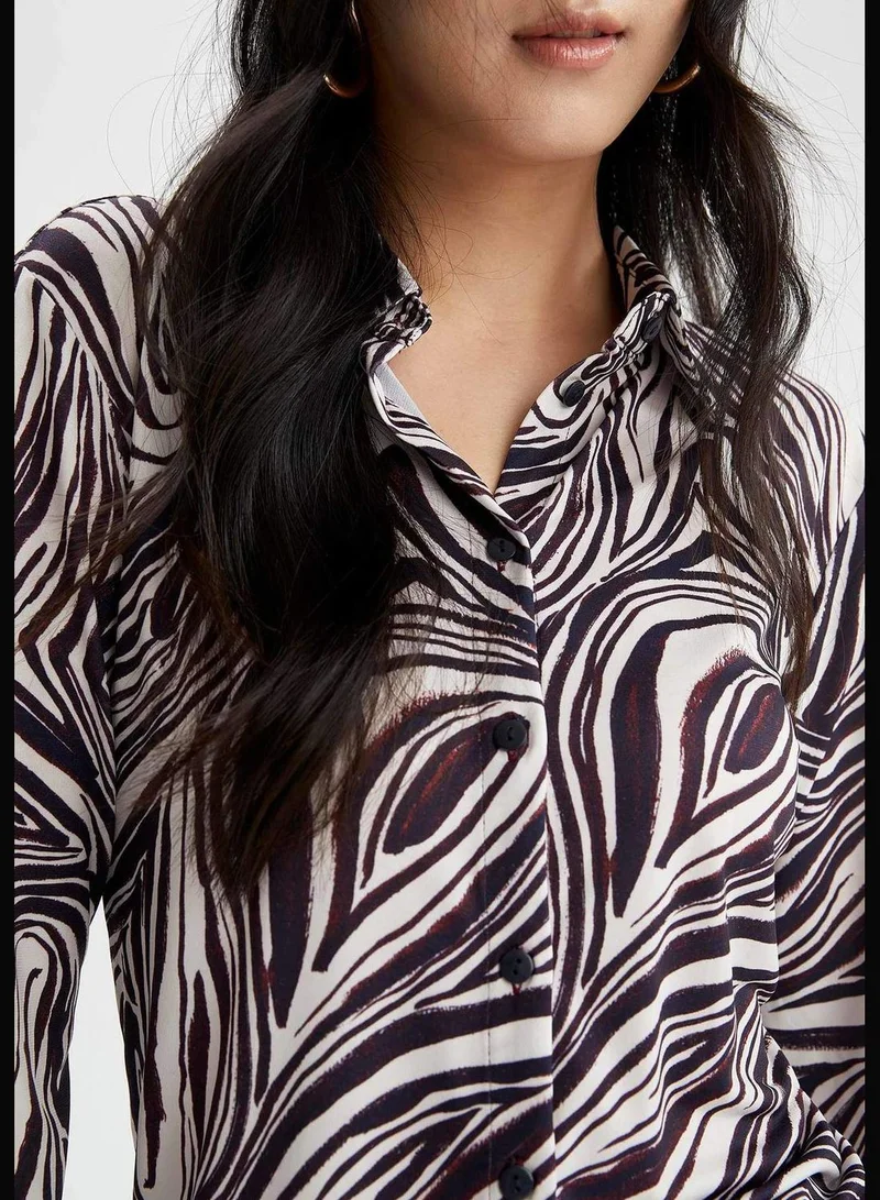 ديفاكتو Regular Fit Long Sleeve Zebra Print T-Shirt
