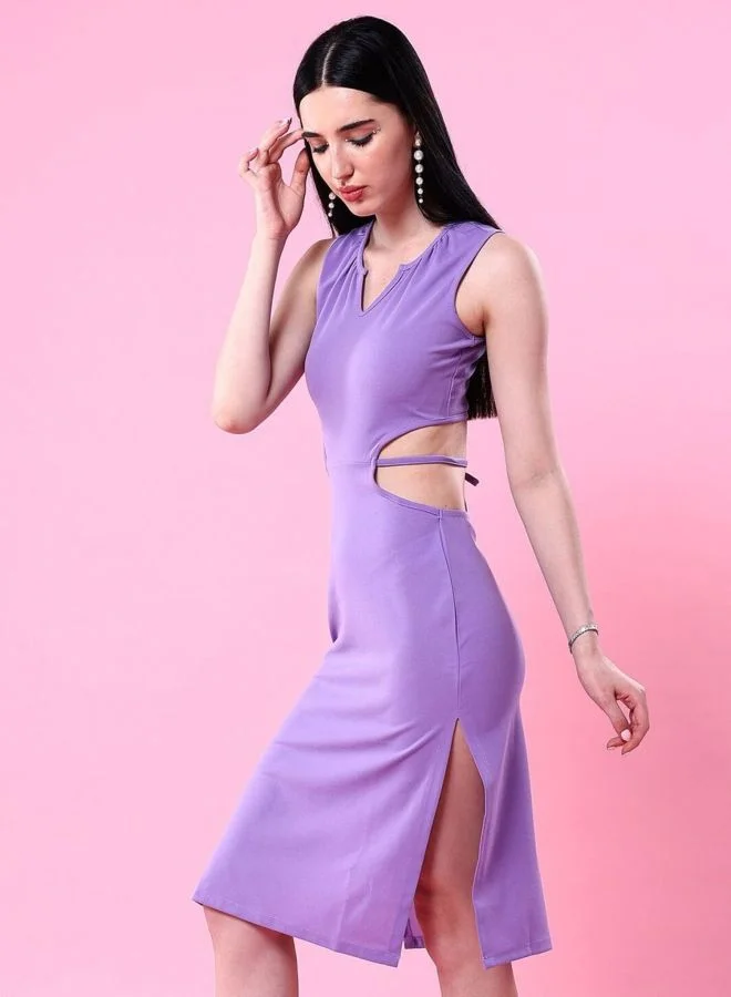 Freehand  Women Bodycon Solid V-Neck Sleeveless Dress for Women | Best Price UAE