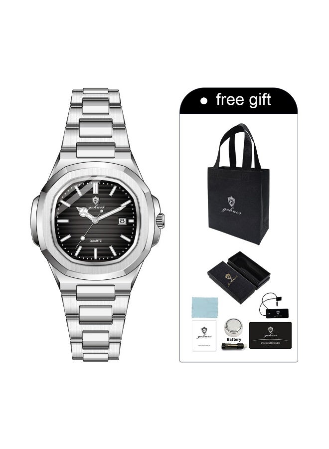 GOHUOS Women's Watch,Top Brand Stainless Steel Band Analog Luminous Waterproof Quartz Classic Luxury Round Business Fashion Ladies Wrist Watch - 31mm - Mother or Girlfriend Gift - Image 3