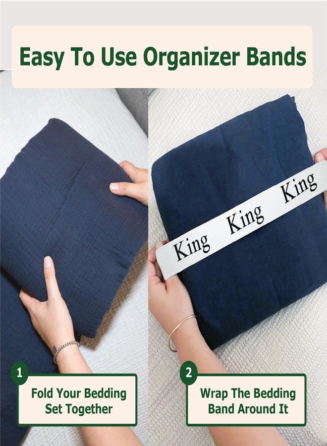 ECOHomes Bed Sheet Organizer and Storage Size Label Bands | Bed Sheets Set Organizers for Linen Closet Organization - Elastic Bedding Band Labels Sheet Keepers for Organizing Bedsheet (King 2PCs Pack | White) - Image 5