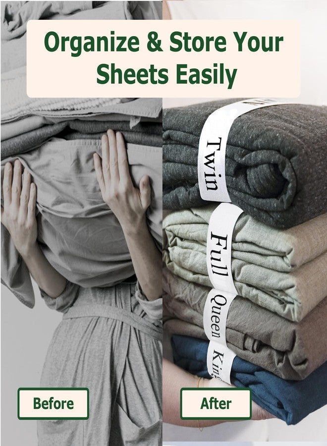 ECOHomes Bed Sheet Organizer and Storage Size Label Bands | Bed Sheets Set Organizers for Linen Closet Organization - Elastic Bedding Band Labels Sheet Keepers for Organizing Bedsheet (King 2PCs Pack | White) - Image 2