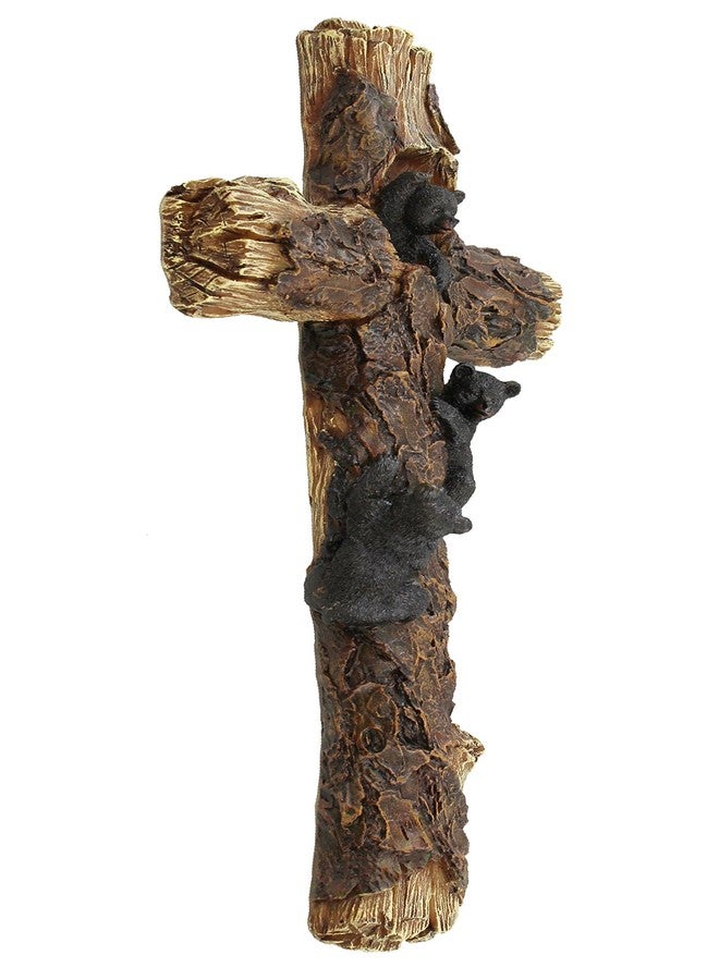De Leon Collections DeLeon Collections Decorative Black Bear Cubs Climbing Wall Cross - Rustic Cabin Jesus Art - Image 2