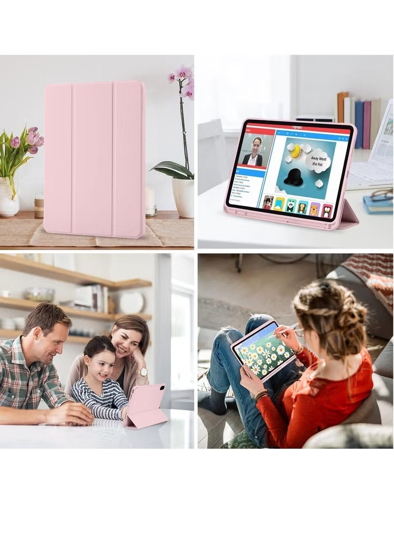 هوميفا جراب iPad الجيل العاشر 10.9 بوصة 2022 مع حامل قلم - غطاء ثلاثي الطي ذكي رفيع، جراب حماية ناعم مقاوم للصدمات من مادة TPU مع خاصية التشغيل/الإيقاف التلقائي لجهاز iPad الجيل العاشر (وردي) - Image 3