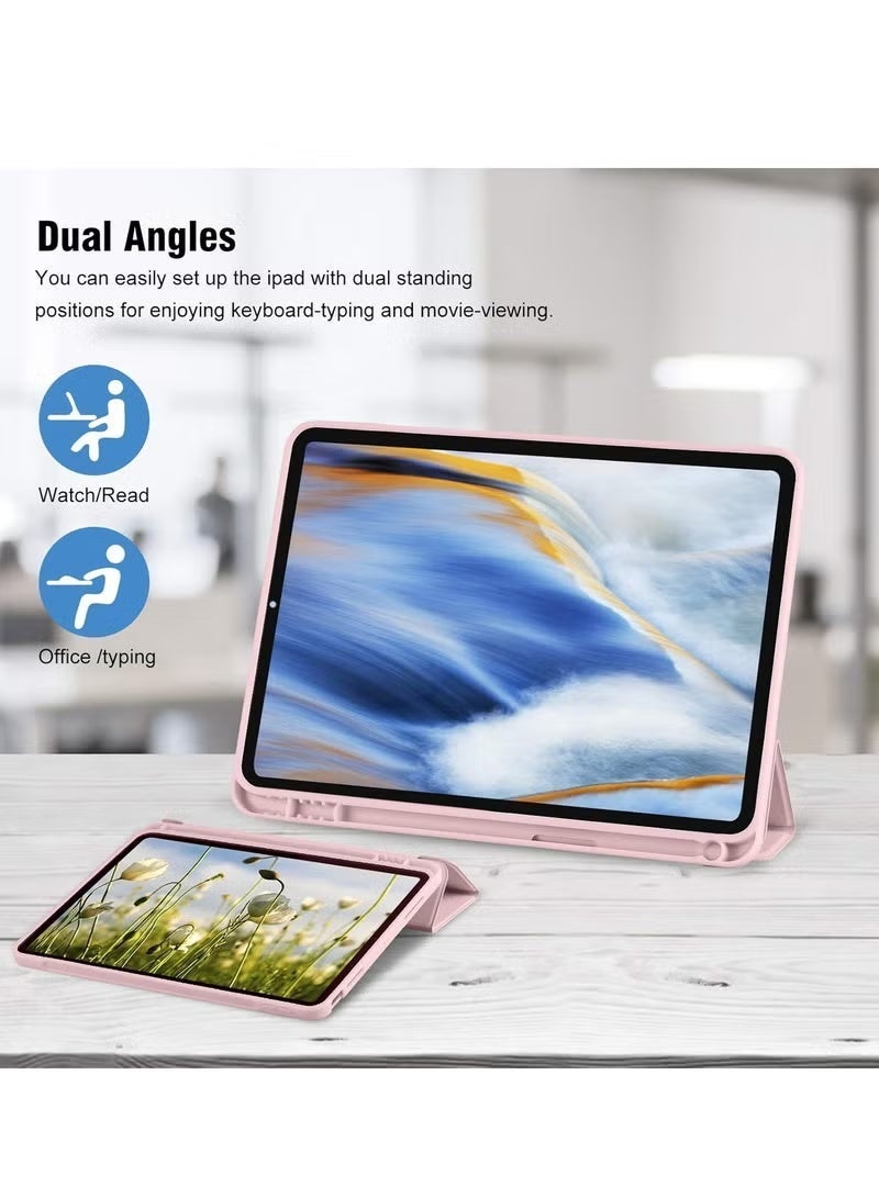 هوميفا جراب iPad الجيل العاشر 10.9 بوصة 2022 مع حامل قلم - غطاء ثلاثي الطي ذكي رفيع، جراب حماية ناعم مقاوم للصدمات من مادة TPU مع خاصية التشغيل/الإيقاف التلقائي لجهاز iPad الجيل العاشر (وردي) - Image 5