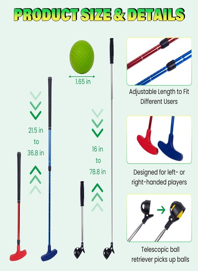 WodGod Mini Putting Golf Practice Set-Adjustable Putters, 6Flagged Holes, 12Practice Balls, Extendable Ball Retriever&Portable Storage Bags for Indoor and Outdoor Play - Image 4