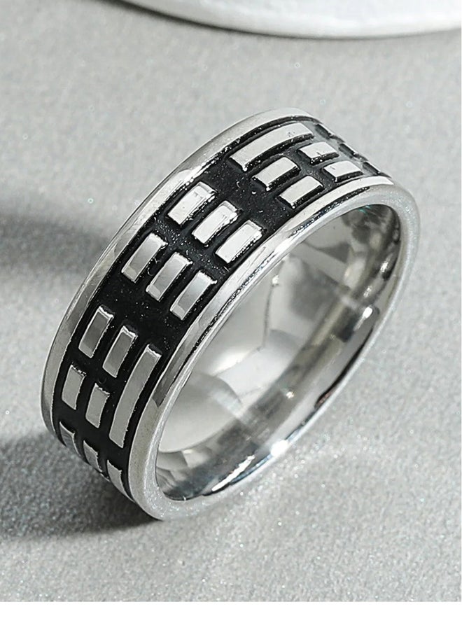 The Black Pearl Accessories Silver Stainless Steel Ring Unisex Size 21  - Image 1