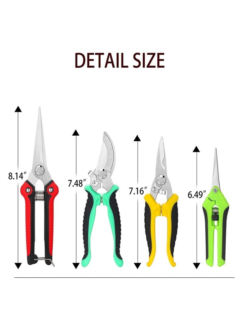 Arabest 4 Pieces Garden Pruning Shears, Garden Professional Secateurs, Handheld Scissors Set with Gardening Gloves, Heavy Duty Garden Bypass Pruning Shears, Tree Trimmers Secateurs, Fruit Tree Pruning Shears - Image 2