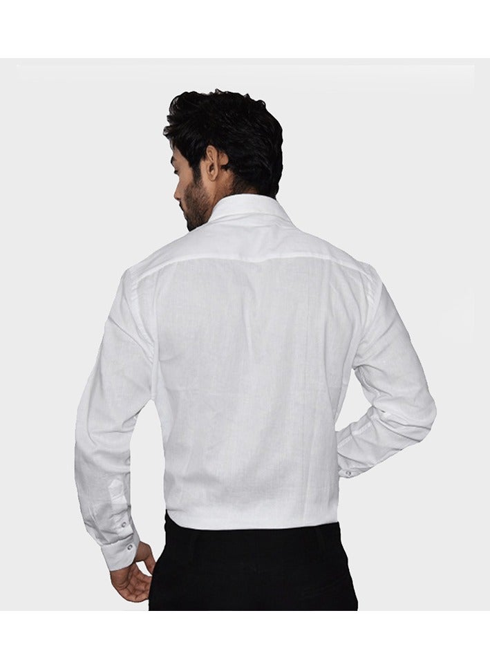 ecotattva 100% Pure Cotton Formal Shirt - Men's White Color - Full Sleeve Cotton Shirt - Image 3